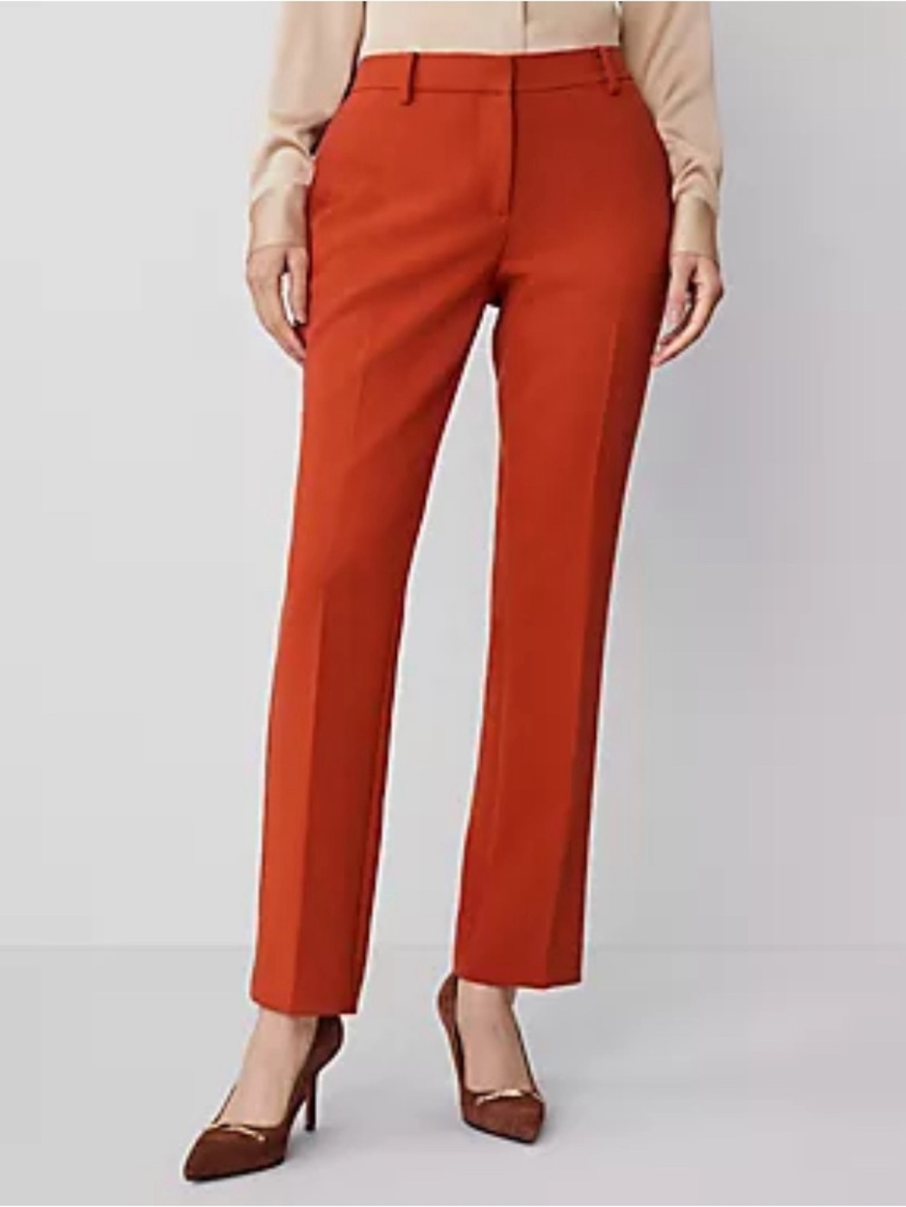 Jules & Leopold Straight-Leg Trousers in Rust Orange